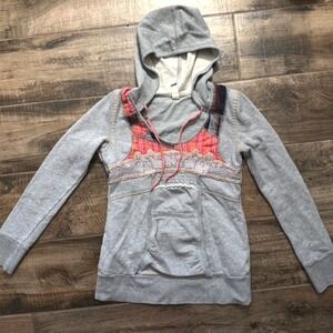 Free People Y2K Tah Loom Patchwork Hoodie Sweatshirt, Gray, M